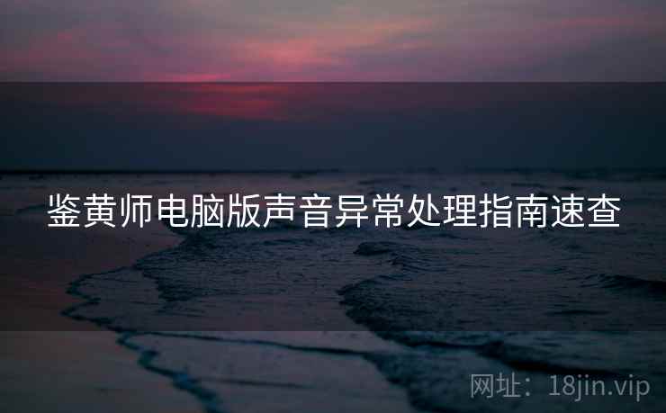鉴黄师电脑版声音异常处理指南速查